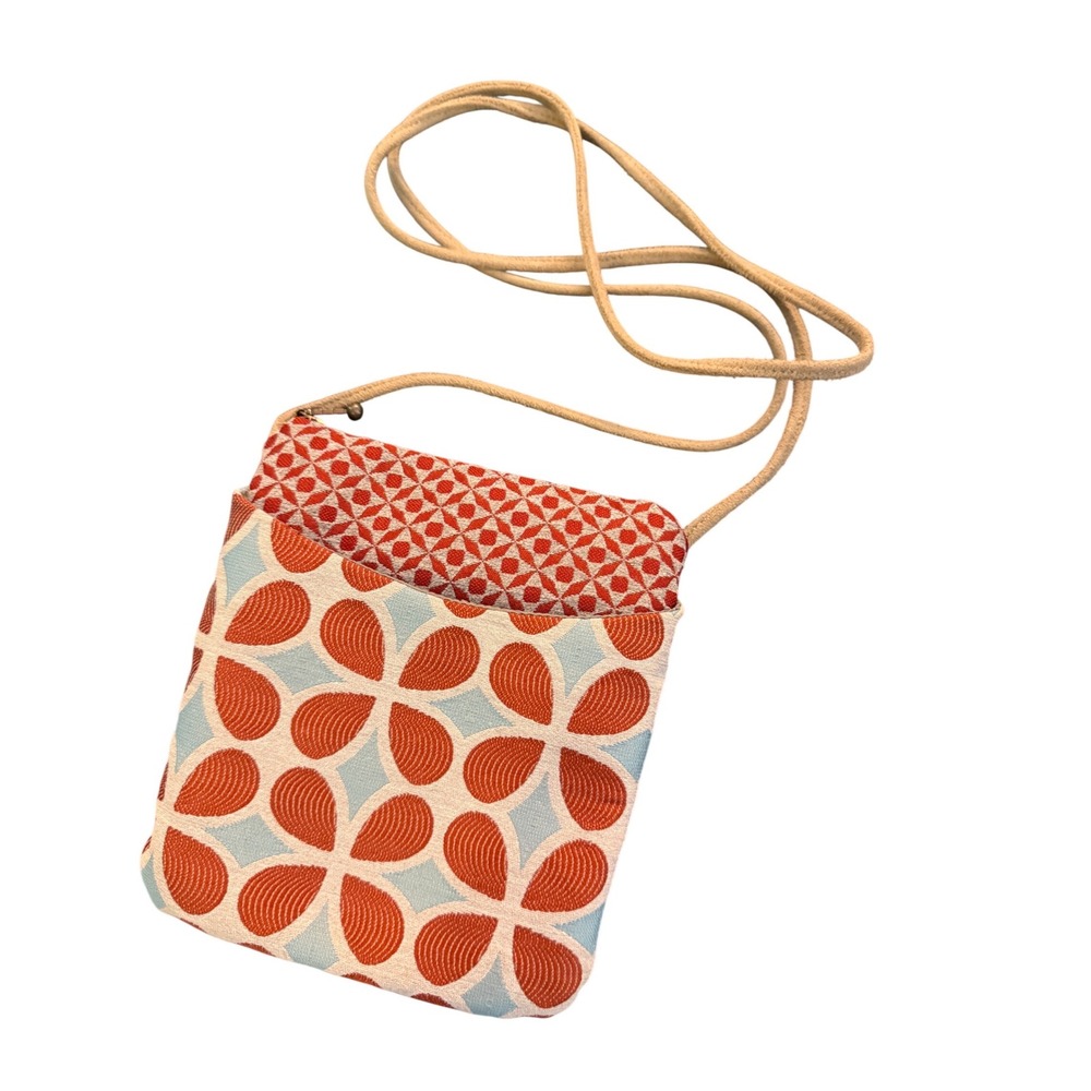 Maruca‎ Handmade in Colorado Crossbody Bag Orange Blue Geometric Jacquard